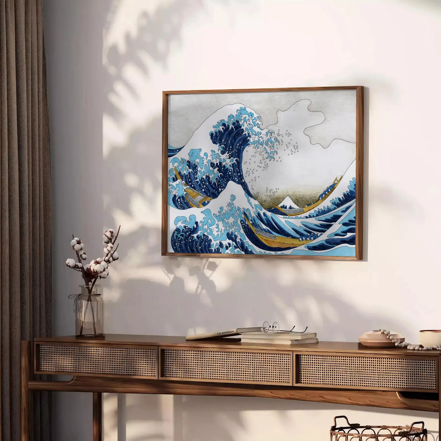 space stunning The Great Wave Kanagawa poster Hokusai vibrant green blue hues iconic Japanese artwork captivating wall art piece thoughtful gift sizes A4 cm A0 lovers