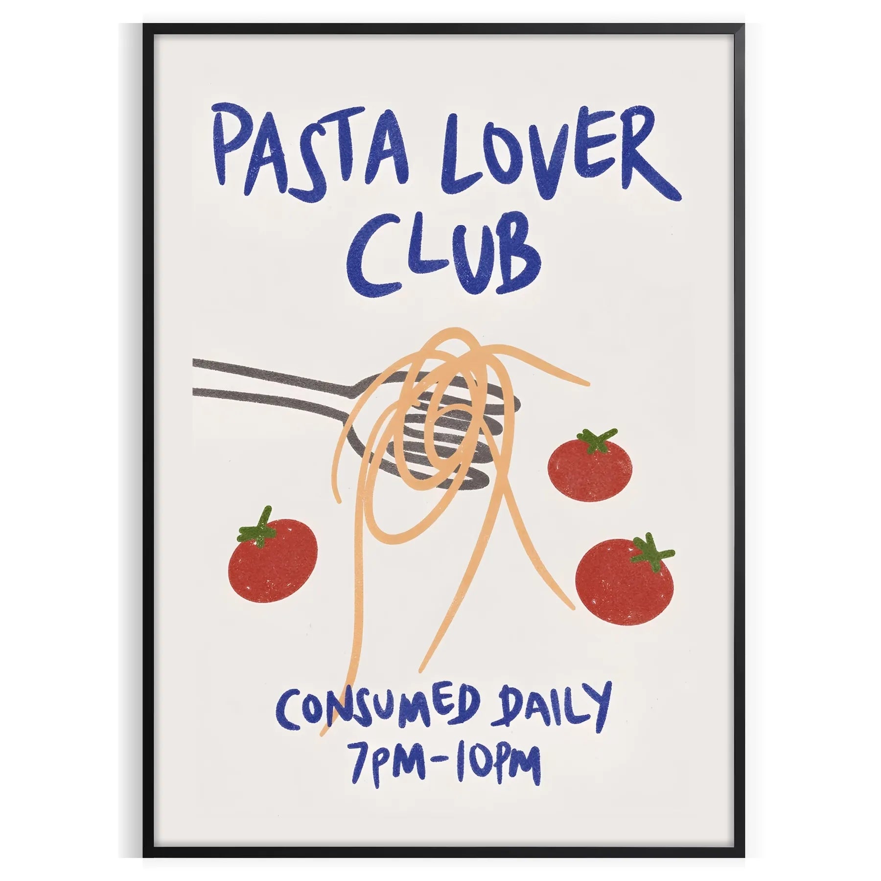 kitchen decor Pasta Lover Club poster charming blue white design wall art culinary enthusiast artwork ideal gift foodies standalone print style preferences