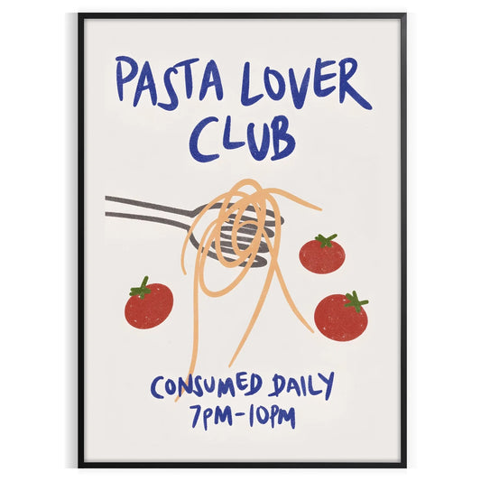 kitchen decor Pasta Lover Club poster charming blue white design wall art culinary enthusiast artwork ideal gift foodies standalone print style preferences