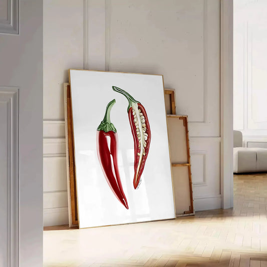 kitchen pepper poster vibrant greens earthy browns wall art culinary enthusiasts unique gift idea space eye print convenience