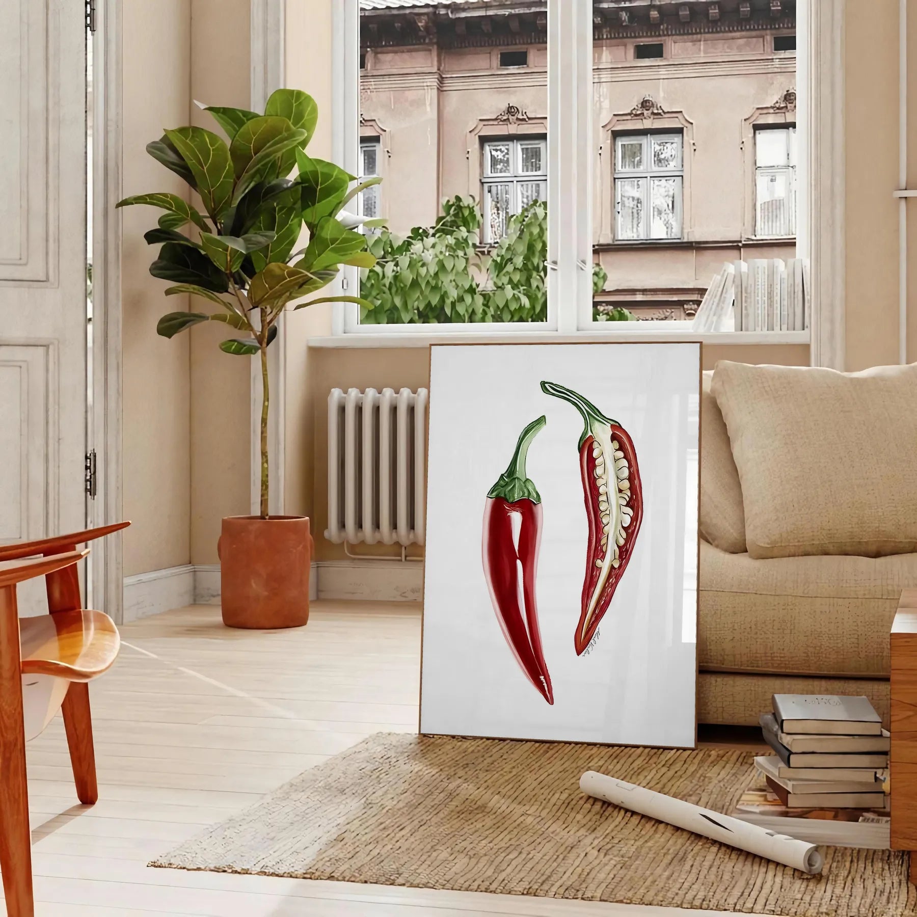 kitchen pepper poster vibrant greens earthy browns wall art culinary enthusiasts unique gift idea space eye print convenience