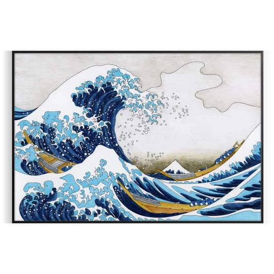 space stunning The Great Wave Kanagawa poster Hokusai vibrant green blue hues iconic Japanese artwork captivating wall art piece thoughtful gift sizes A4 cm A0 lovers
