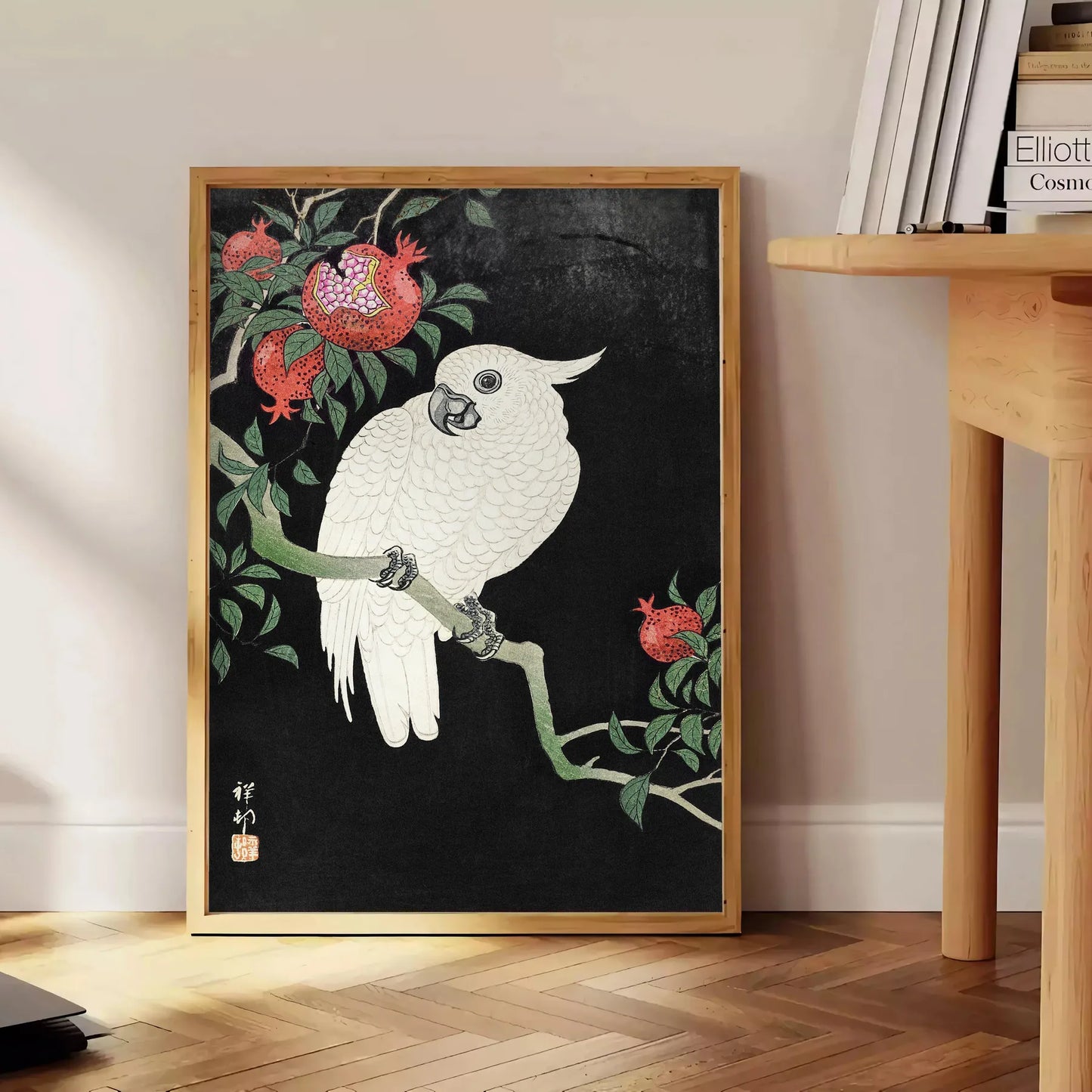 space vintage bird Japanese poster black orange hues wall art thoughtful gift unique print timeless elegance artwork decor